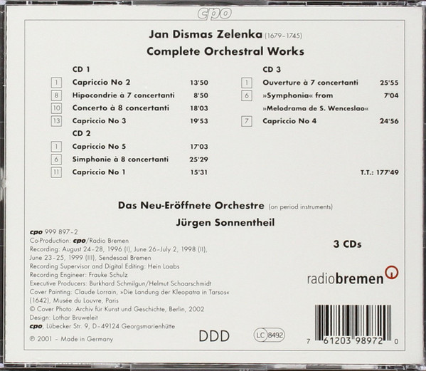 Album herunterladen Jan Dismas Zelenka Das NeuEröffnete Orchestre, Jürgen Sonnentheil - Complete Orchestral Works