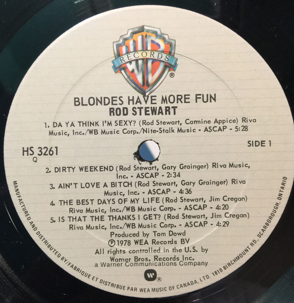 Rod Stewart - Blondes Have More Fun | Warner Bros. Records (HS-3261) - 4