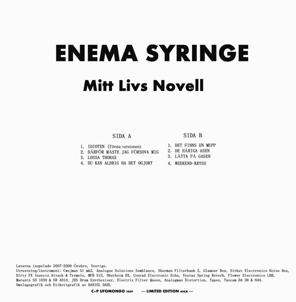 Enema Syringe - Mitt Livs Novell | Ufo Mongo (UFOMONGO 017) - 2