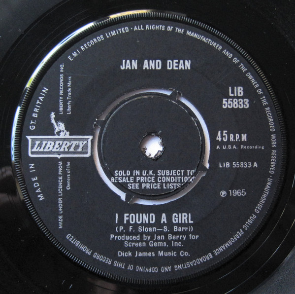 Jan & Dean – I Found A Girl (1965, Vinyl) - Discogs