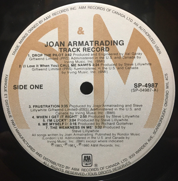 Joan Armatrading - Track Record | A&M Records (SP-4987) - 3