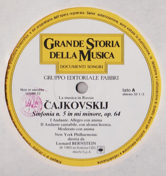 last ned album Čajkovskij New York Philharmonic Diretta Da Leonard Bernstein - Documenti Sonori La Musica In Russia Sinfonia N 5 In Mi Minore Op 64