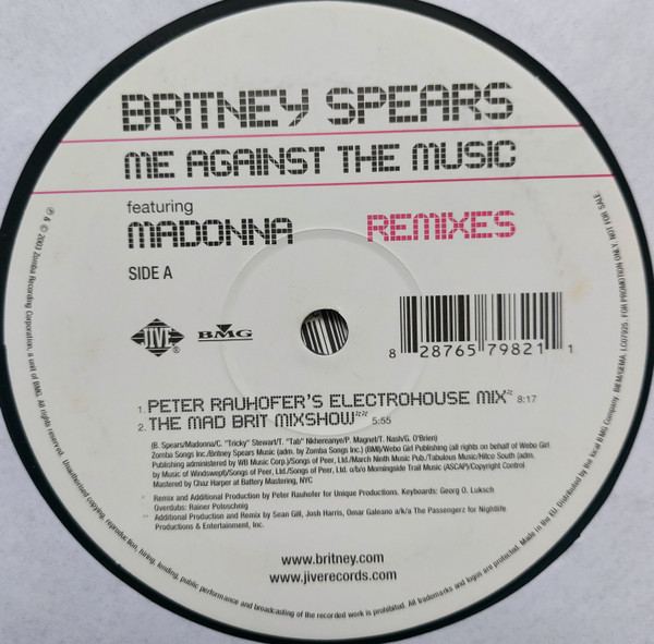 Britney Spears Featuring Madonna – Me Against The Music (Remixes) (2003 ...