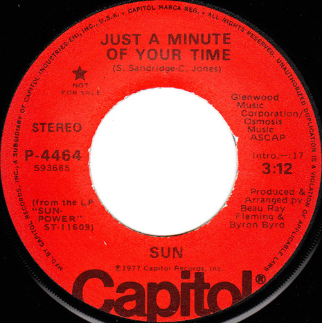 Sun – Just A Minute Of Your Time (1977, Vinyl) - Discogs