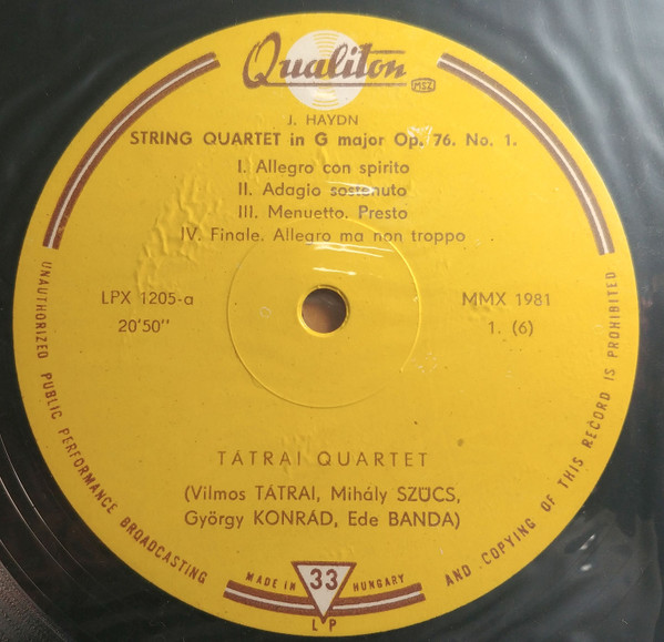 Joseph Haydn - Tátrai Quartet – 