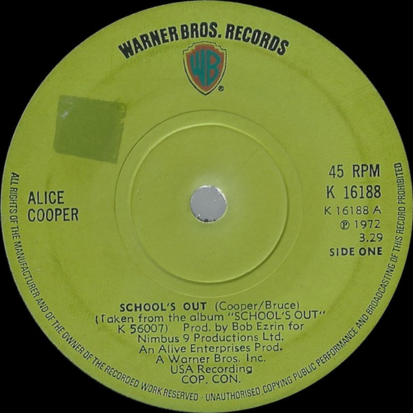 Alice Cooper – School's Out (1972, Pitman Pressing, Vinyl) - Discogs