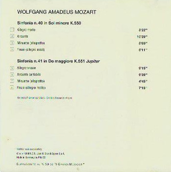 last ned album Mozart - Sinfonia N40 In Sol Minore K550 Sinfonia N41 In Do Maggiore K55 Jupiter
