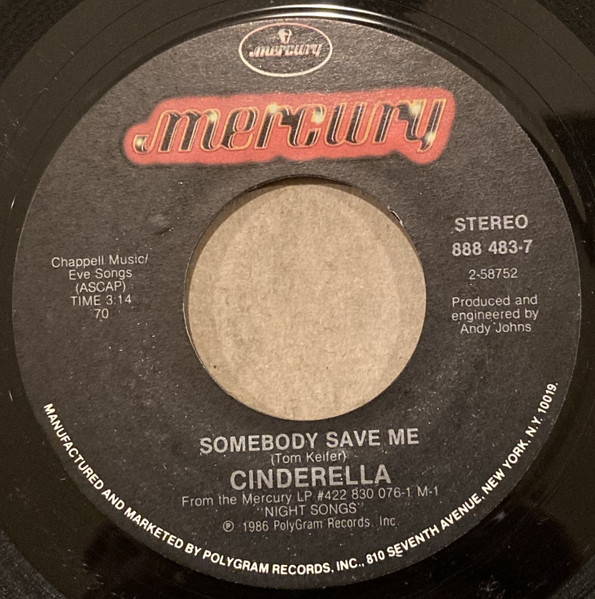 Cinderella – Somebody Save Me (1987, Vinyl) - Discogs