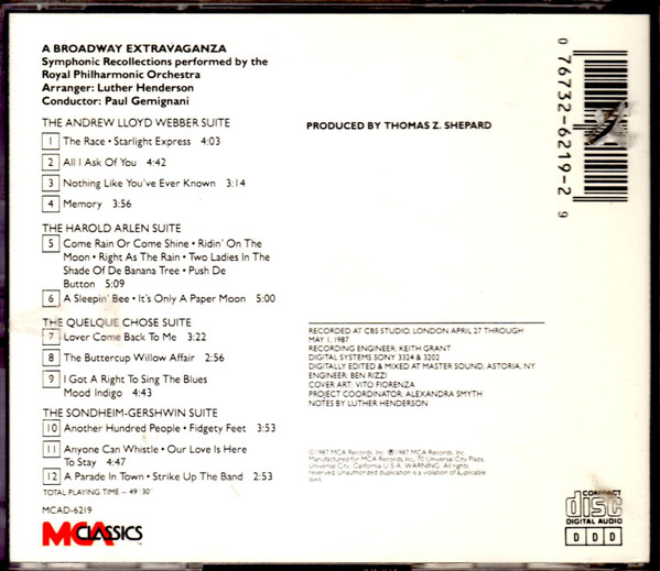 télécharger l'album Paul Gemignani, The Royal Philharmonic Orchestra - A Broadway Extravaganza