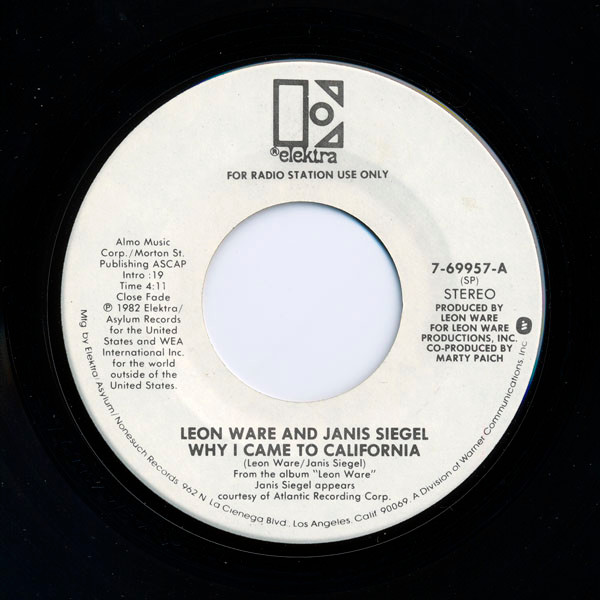 Leon Ware And Janis Siegel – Why I Came To California (1982, Vinyl 