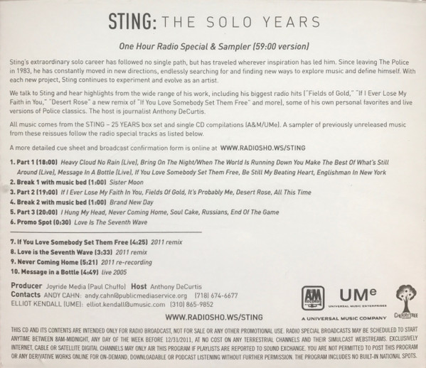 lataa albumi Sting - Sting The Solo Years One Hour Radio Special Sampler 5900 Version