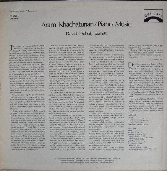 last ned album Aram Khachaturian David Dubal - Piano Music