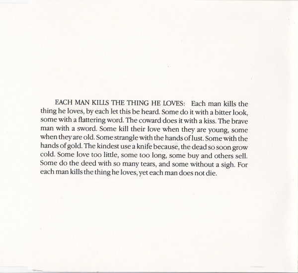 baixar álbum Gavin Friday and The Man Seezer - Each Man Kills The Thing He Loves