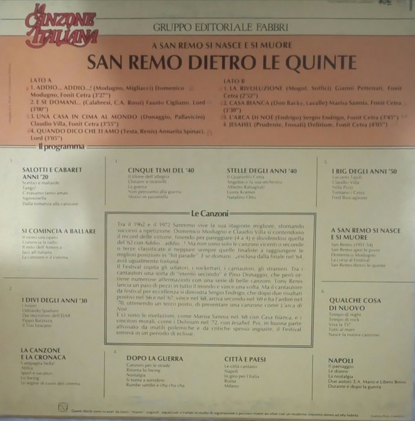 baixar álbum Various - San Remo Dietro Le Quinte