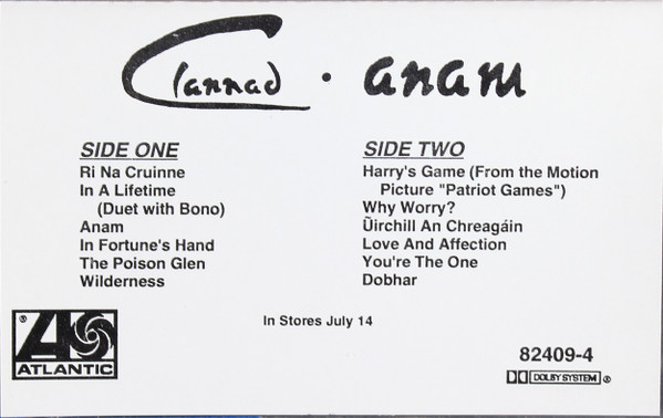 Clannad - Anam Lyrics and Tracklist