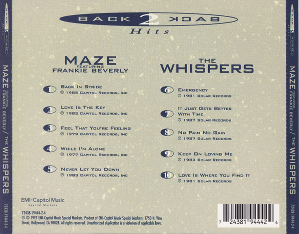 lataa albumi Maze Featuring Frankie Beverly The Whispers - Back 2 Back Hits