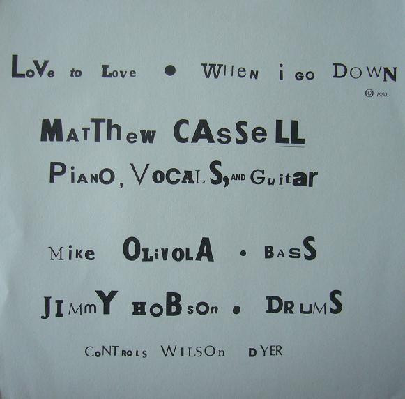 ladda ner album Matthew Cassell - Love To Love When I Go Down