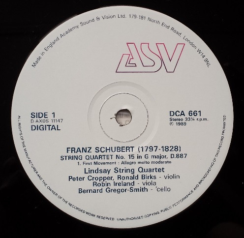 Album herunterladen Franz Schubert, Lindsay String Quartet - String Quartet No15 In G Major D887