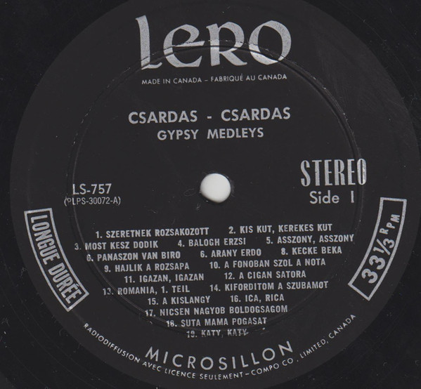 Lendvay Kálmán És Cigányzenekara - Csárdás Csárdás / Gypsy Medleys | Lero (LS-757) - 3