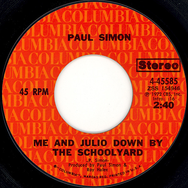 Paul Simon Me And Julio Down By The Schoolyard Congratulations 1972 Pitman Pressing Vinyl 0038