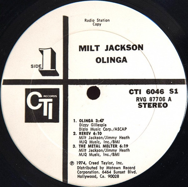 Milt Jackson - Olinga | CTI Records (CTI 6046 S1) - 5