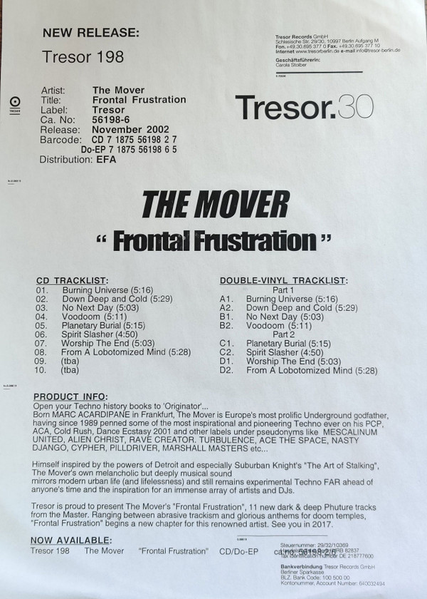 The Mover - Frontal Frustration | Tresor (Tresor 198) - 3