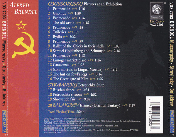 baixar álbum Alfred Brendel - Mussorgsky Stravinksy Balakirev