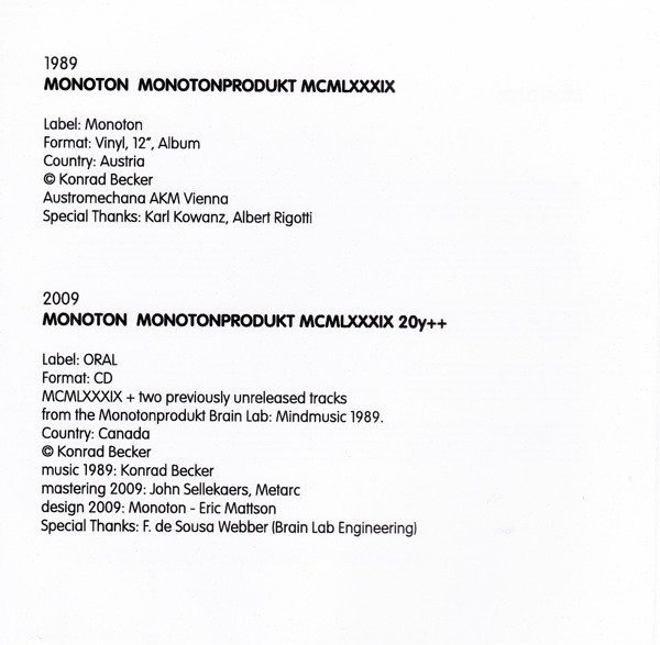 lataa albumi Monoton - Monotonprodukt MCMLXXXIX 20y