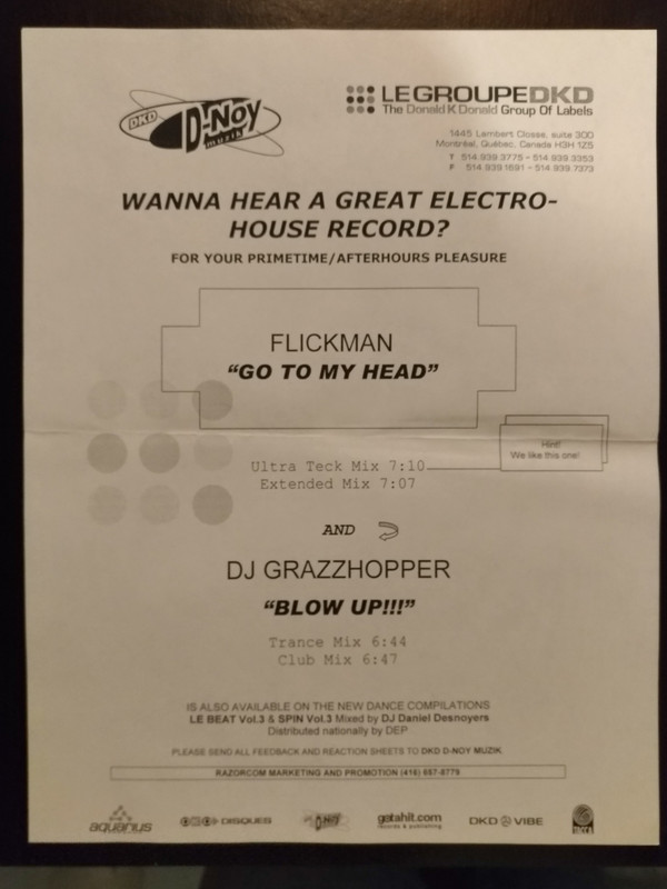 télécharger l'album Flickman DJ Grazzhopper - Go To My Head Blow Up