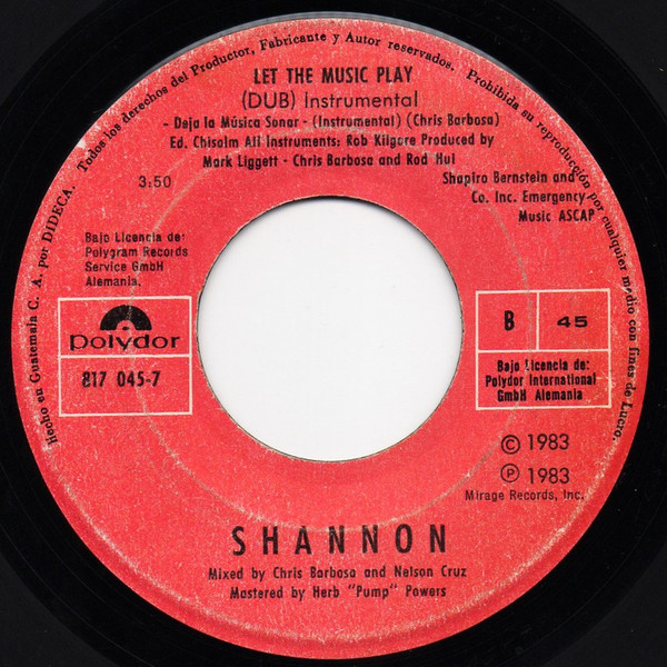 descargar álbum Shannon - Let The Music Play Deja La Música Sonar Let The Music Play Dub Instrumental