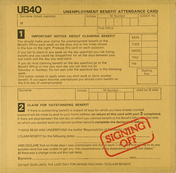 Обложка конверта виниловой пластинки UB40 - Signing Off