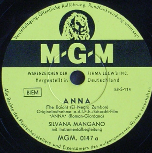 ■SP盤レコード■ハ363(A)　SILVANA MNGANO　アンナ