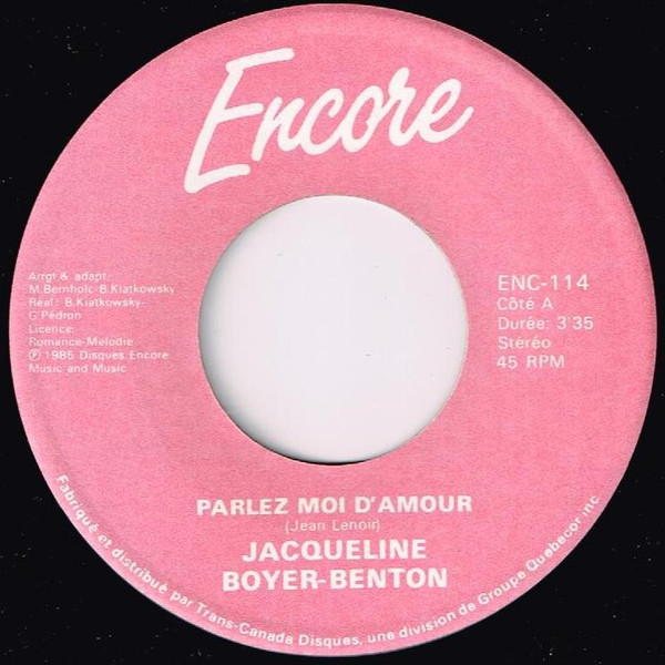 ladda ner album Jacqueline BoyerBenton - Parlez Moi Damour