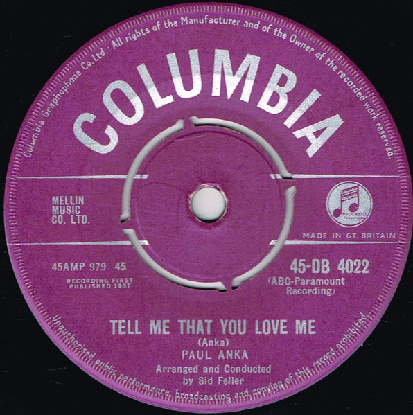 Paul Anka – I Love You, Baby / Tell Me That You Love Me (Vinyl 