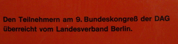 last ned album Various - Berlin Ist Eine Reise Wert Den Teilnehmern Am 9 Bundeskongreß Der Dag Überreicht Vom Landesverband Berlin