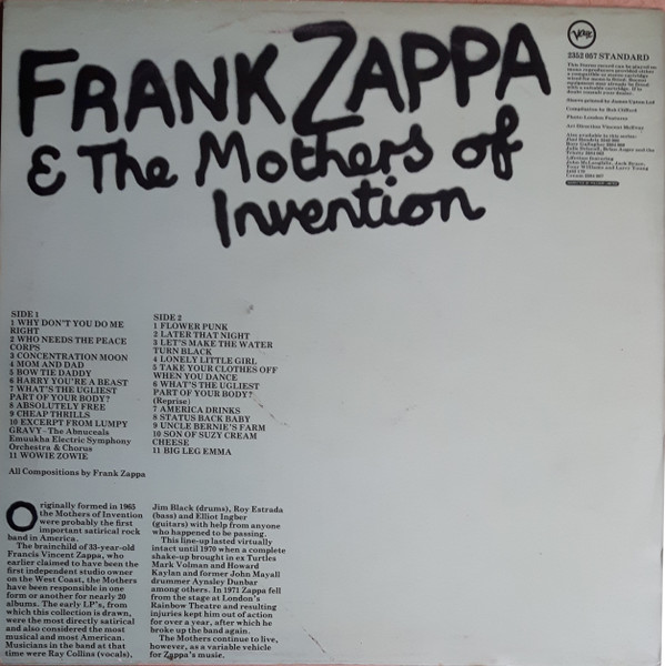 baixar álbum Frank Zappa & The Mothers Of Invention - Frank Zappa The Mothers Of Invention
