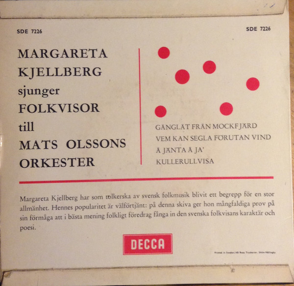 télécharger l'album Margareta Kjellberg - Sjunger Folkvisor