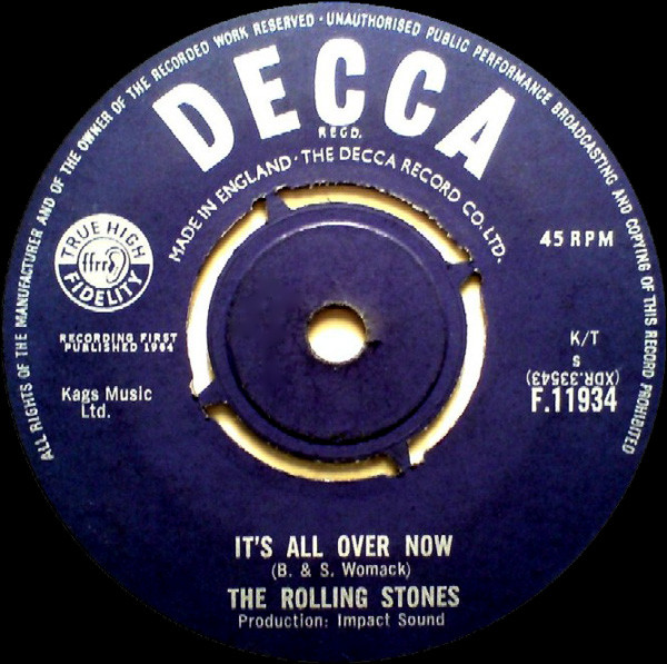 The Rolling Stones – It's All Over Now Decca-45-GD 5060 Greece 1964