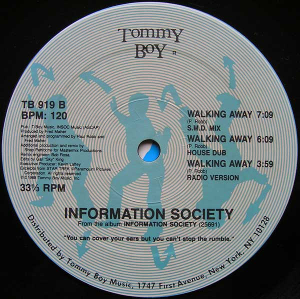 Information Society - Walking Away | Tommy Boy (TB 919) - 4