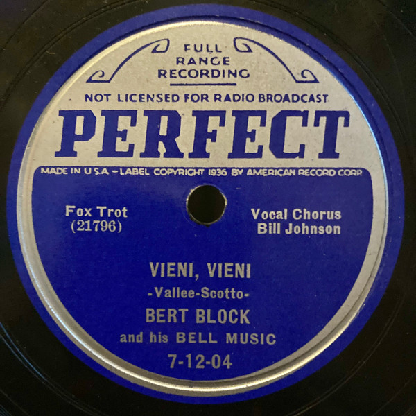 last ned album Bert Block And His Bell Music - Vieni Vieni Once In A While