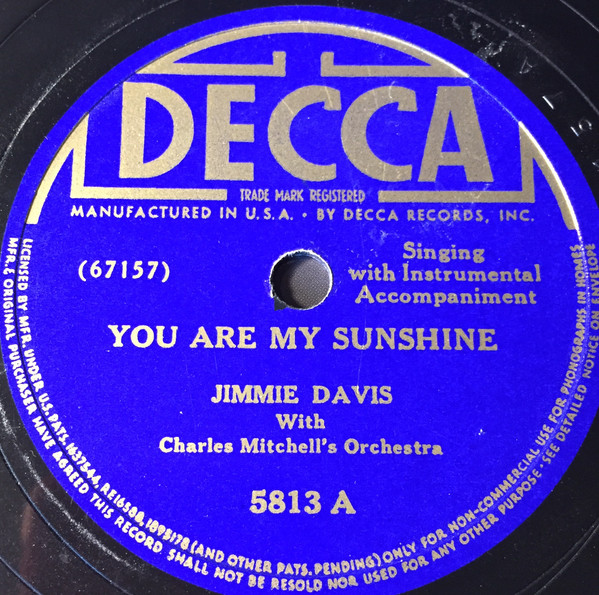 ladda ner album Jimmie Davis With Charles Mitchell's Orchestra - You Are My Sunshine Old Timer