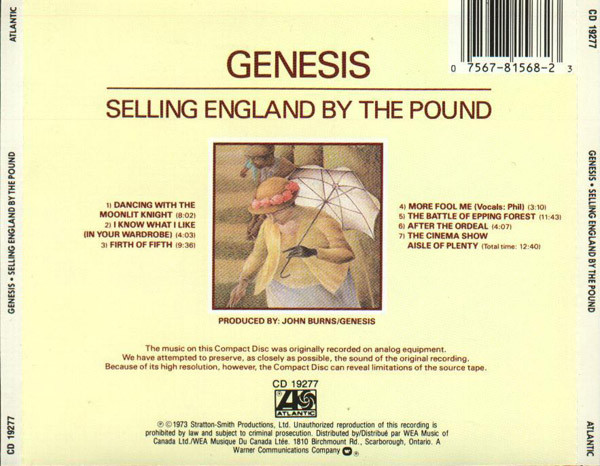 Genesis - Selling England By The Pound | Atlantic (CD 19277) - 2