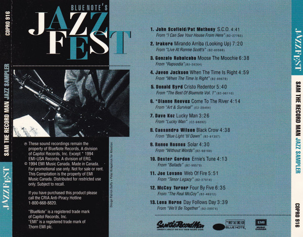 Album herunterladen Various - Blue Notes Jazz Fest Sam The Record Man Jazz Sampler