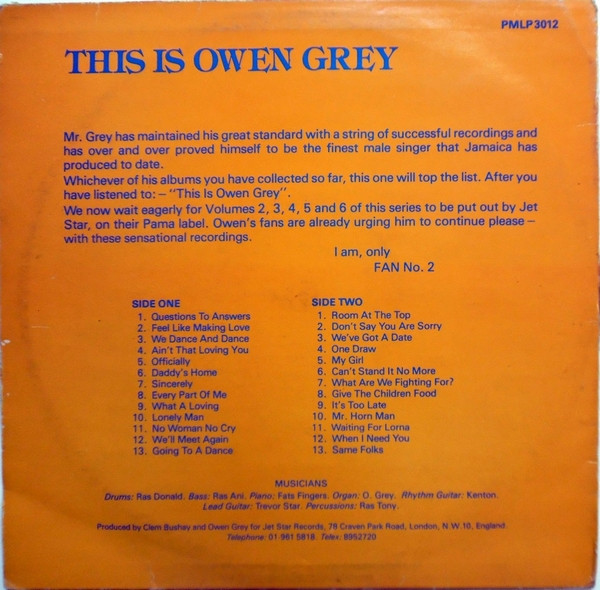 Owen Grey - This Is Owen Grey | Pama Records (PMLP 3012) - 2