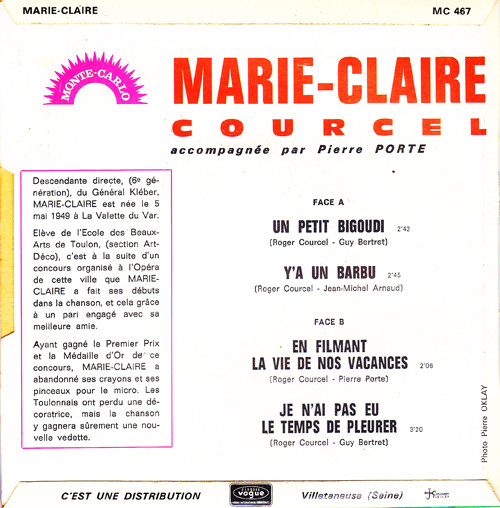 last ned album MarieClaire Courcel - Un Petit Bigoudi Ya Un Barbu En Filmant La Vie De Nos Vacances Je Nai Pas Eu Le Temps De Pleurer