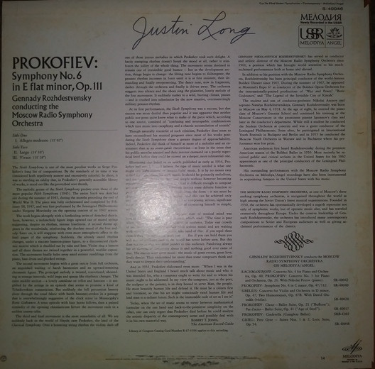 ladda ner album Prokofiev Gennady Rozhdestvensky Conducting The Moscow Radio Symphony Orchestra - Symphony No 6 In E Flat Minor Op 111