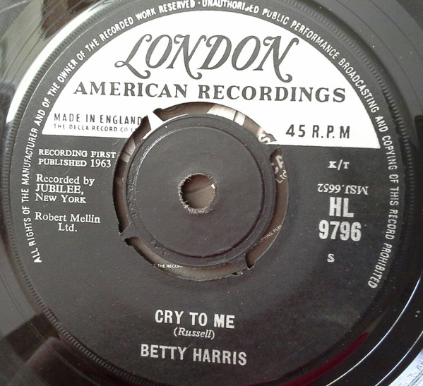 Betty Harris – Cry To Me / I'll Be A Liar (1963, Vinyl) - Discogs