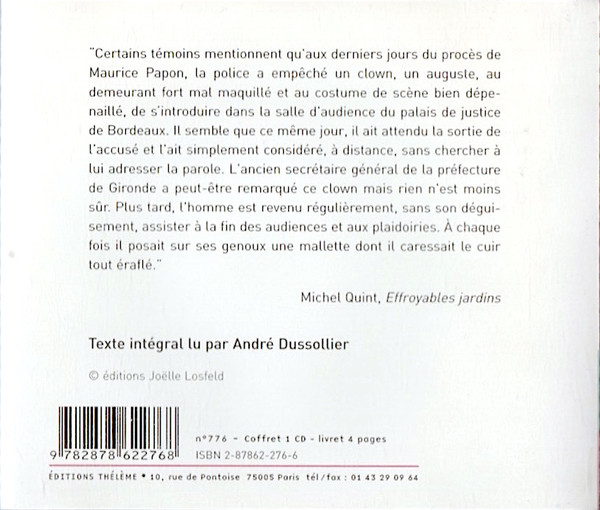 Album herunterladen Michel Quint Lu Par André Dussolier - Effroyables Jardins