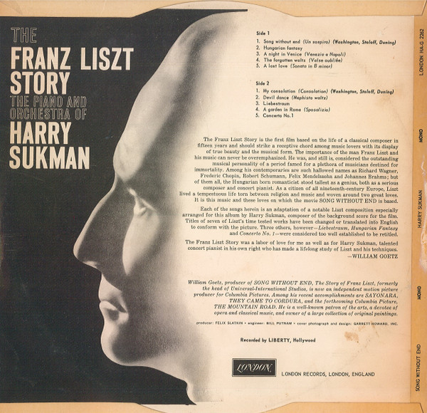télécharger l'album Download The Piano And Orchestra Of Harry Sukman - Song Without End The Franz Liszt Story album