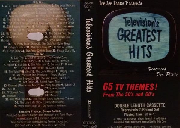 ladda ner album Various Featuring Don Pardo - Televisions Greatest Hits 65 TV Themes From The 50s And The 60s